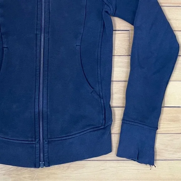 Lululemon Scuba Full-Zip Hoodie Black Cotton Blend Thumbholes Womens Size 4 - Picture 5 of 6